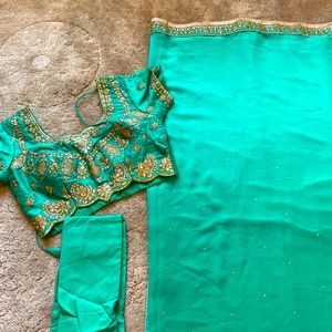 Ombré Green Sari